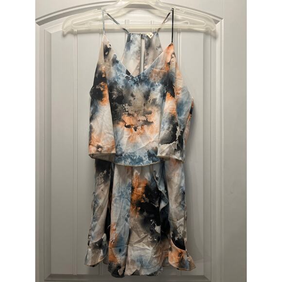 Tyche Women’s Sleeveless Watercolor Summer V-Neck Romper Size M Multicolor - Picture 1 of 5